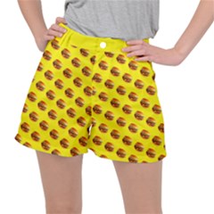 Vector Burgers, Fast Food Sandwitch Pattern At Yellow Ripstop Shorts by Casemiro