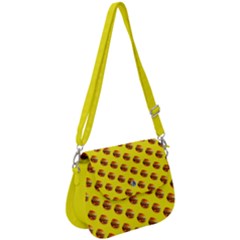 Vector Burgers, Fast Food Sandwitch Pattern At Yellow Saddle Handbag by Casemiro