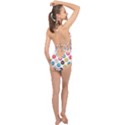 Delicious Multicolored Donuts On White Background Halter Front Plunge Swimsuit View2