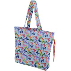 Beautiful Bright Butterflies Are Flying Drawstring Tote Bag by SychEva