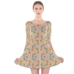 Flowers Pattern Long Sleeve Velvet Skater Dress by Sparkle