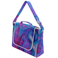 Blue On Violet Feathers Box Up Messenger Bag by kaleidomarblingart