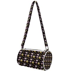 Shiny Pumpkins On Black Background Mini Cylinder Bag by SychEva