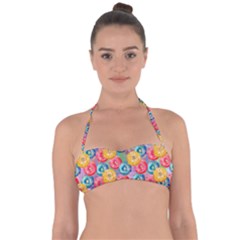 Multicolored Donuts Halter Bandeau Bikini Top by SychEva