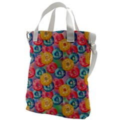 Multicolored Donuts Canvas Messenger Bag by SychEva