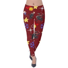 Krampus With Brat Red Velvet Leggings by NerdySparkleGoth