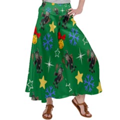 Krampus Kawaii Green Satin Palazzo Pants by NerdySparkleGoth