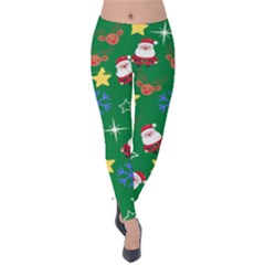 Santa Green Velvet Leggings by NerdySparkleGoth