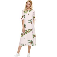 Rowan Branches And Spruce Branches Bow Sleeve Chiffon Midi Dress by SychEva