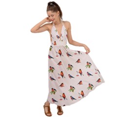 Bullfinches Sit On Branches Backless Maxi Beach Dress by SychEva