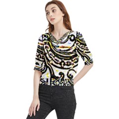 Faux Baroque Print Quarter Sleeve Blouse