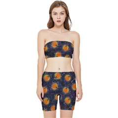 Space Pumpkins Stretch Shorts And Tube Top Set by SychEva