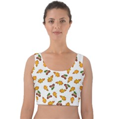 Oak Leaves And Acorns Velvet Crop Top by SychEva