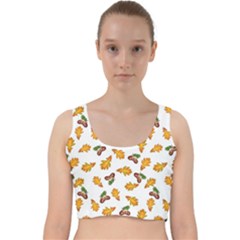 Oak Leaves And Acorns Velvet Racer Back Crop Top by SychEva