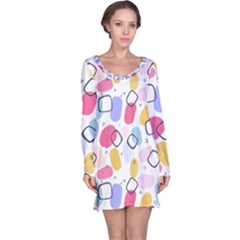 Abstract Multicolored Shapes Long Sleeve Nightdress