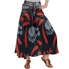 Folk Flowers Print Floral Pattern Ethnic Art Satin Palazzo Pants by Eskimos