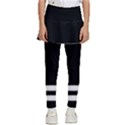 Two Lower Horizontal White Stripes on Black Kids  Skirted Pants View1