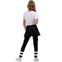 Two Lower Horizontal White Stripes on Black Kids  Skirted Pants View2