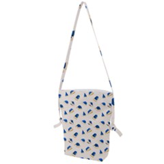 Blue Christmas Hats Folding Shoulder Bag by SychEva