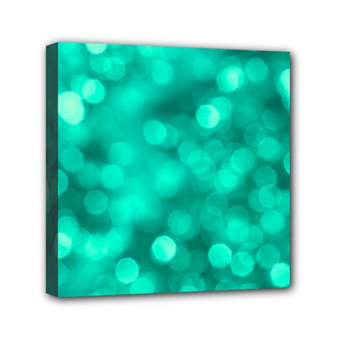 Light Reflections Abstract No9 Turquoise Mini Canvas 6  X 6  (stretched) by DimitriosArt