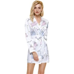 Unicorn Cats Pattern 2 Long Sleeve Satin Robe by Littlebird