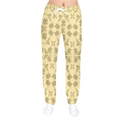 Floral Folk Damask Pattern Fantasy Flowers Floral Geometric Fantasy Women Velvet Drawstring Pants by Eskimos