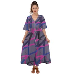 3d Lovely Geo Lines Kimono Sleeve Boho Dress by Uniqued