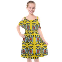 Abstract Pattern Geometric Backgrounds   Kids  Cut Out Shoulders Chiffon Dress by Eskimos