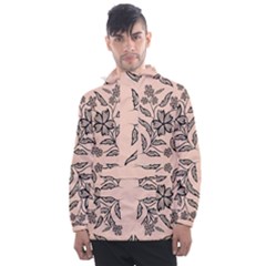 Floral Folk Damask Pattern  Men s Front Pocket Pullover Windbreaker by Eskimos