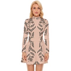 Floral Folk Damask Pattern  Long Sleeve Velour Longline Dress by Eskimos