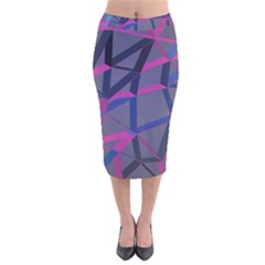 3d Lovely Geo Lines Velvet Midi Pencil Skirt by Uniqued