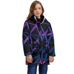 3d Lovely Geo Lines  V Kid s Hooded Longline Puffer Jacket by Uniqued