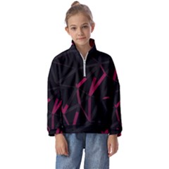 3d Lovely Geo Lines Viii Kids  Half Zip Hoodie by Uniqued