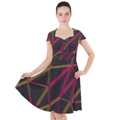 3d Lovely Geo Lines Xi Cap Sleeve Midi Dress by Uniqued