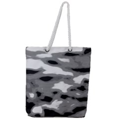 Black Waves Abstract Series No 1 Full Print Rope Handle Tote (large)