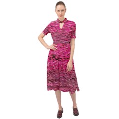 Pink  Waves Flow Series 1 Keyhole Neckline Chiffon Dress by DimitriosArt