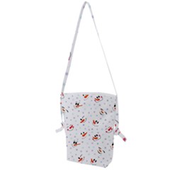 Cute Faces Of Snowmen Folding Shoulder Bag by SychEva