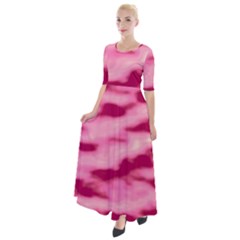 Pink  Waves Flow Series 4 Half Sleeves Maxi Dress