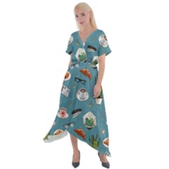 Fashionable Office Supplies Cross Front Sharkbite Hem Maxi Dress by SychEva