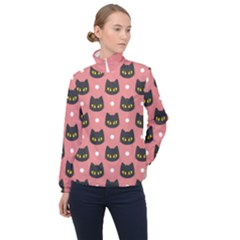 Black Cat Women s Half Zip Windbreaker  by flowerland