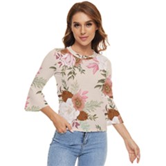 Floral Pattern Bell Sleeve Top