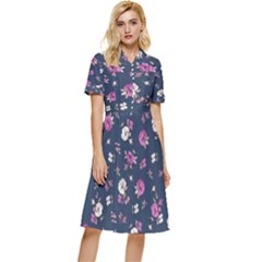 Flowers Pattern Button Top Knee Length Dress by Sparkle