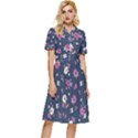 Flowers Pattern Button Top Knee Length Dress View1