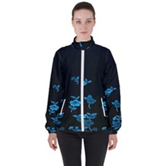 Flowers Pattern Women s High Neck Windbreaker