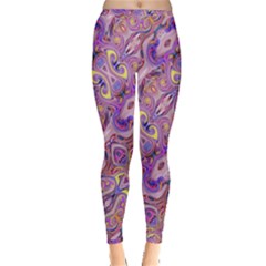 Liquid Art Pouring Abstract Seamless Pattern Tiger Eyes Inside Out Leggings by artico