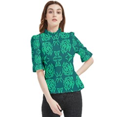 Abstract Pattern Geometric Backgrounds   Frill Neck Blouse