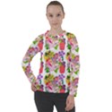 Flowers Pattern Women s Long Sleeve Raglan Tee View1