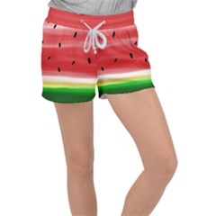 Painted Watermelon Pattern, Fruit Themed Apparel Velour Lounge Shorts by Casemiro