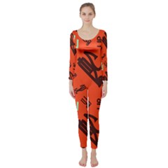 Abstract Pattern Geometric Backgrounds   Long Sleeve Catsuit by Eskimos