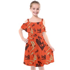 Abstract Pattern Geometric Backgrounds   Kids  Cut Out Shoulders Chiffon Dress by Eskimos